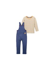 Tchibo - Salopette et t-shirt manches longues - B&eacute;b&eacute; - taille: 50/56 - blanc/jaune/&agrave; rayures