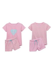 Tchibo - 2 pyjamas courts en coton bio - Filles - taille: 122/128 - bleu/blanc/à rayures