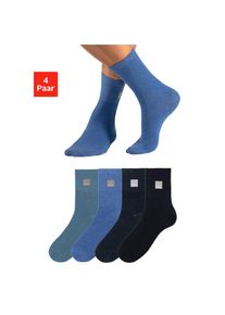 Bench. , Damen , Basicsocken Packung, 4 Paar tlg. mit Weblabel , blau , Basic Socken mit Web Label