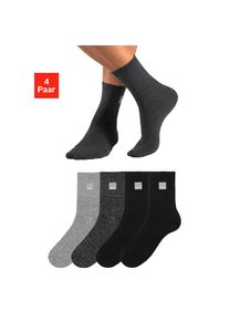 Bench. , Damen , Basicsocken Packung, 4 Paar tlg. mit Weblabel , schwarz , Basic Socken mit Web Label