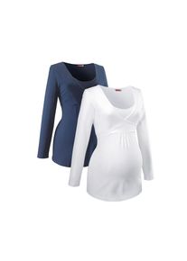 Neun Monate, Unisex, Umstandsshirt &raquo;2er Pack Shirts f&uuml;r Schwangerschaft und Stillzeit&laquo; Packung, 2, 2 Stk. Langarm, Basic-Schnitt, unifarben, V-
