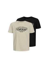 Jack & Jones Jack & Jones Junior, Herren, T-Shirt &raquo;JJMAKOTO TEE SS CREW NECK 2PK JNR&laquo; Packung, 2 Stk., schwarz pack:antique wei&szlig; (big print), 164, T-Shirt von Jack