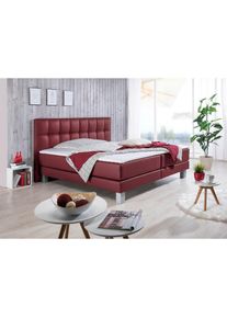 Boxspringbett »Tavira« in 4 Breiten, 4 Farben und 3 Matratzenarten, incl. Topper , rot , Inosign