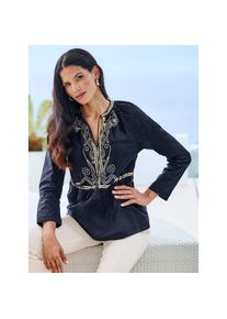 Heine, Unisex, Heine Longbluse, schwarz, 46, mit Zierperlen und Pailletten