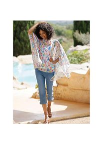 Heine, Unisex, Heine Longbluse, wei&szlig;, koralle, bedruckt, 2, kunstvoller Bl&auml;tter-Druck