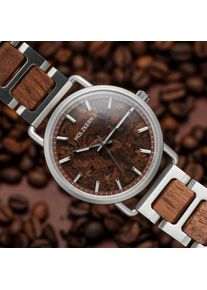 Holzkern; Holzuhr Espressino (Kaffee/Walnuss), Herren, Naturholz