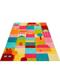 Kinderteppich »Poppy Town« rechteckig 9 mm Höhe Spielteppich Stadt, Konturenschnitt , bunt , Smart Kids , Obermaterial: 100% Polyester