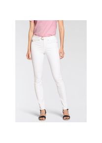 DELMAO , Damen , Röhrenjeans Set, mit Gürtel, schmale Passform, schmale Beinform, normale Leibhöhe, knöchellang , weiss , Schmale Röhrenjeans, die...