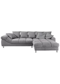 CARRYHOME Ecksofa , Grau, Silberfarben , Textil , Füllung: Schaumstoff,Schaumstoff , Ottomane rechts, seitenverkehrt montierbar, L-Form , 337x228 cm , Stoffauswahl, Rücken echt , Wohnzimmer, Sofas & Couches, Wohnlandschaften, Ecksofas