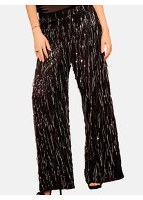 love & roses, Femmes Pantalon, noir / argent