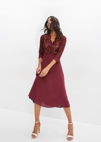 Chiffonkleid mit Spitze in rot, Gr&ouml;sse 34, bonprix