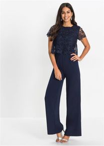 Jumpsuit aus softem Scuba mit Spitze in blau, Grösse 36, bonprix
