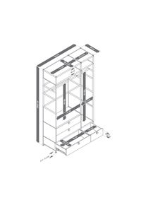 Tchibo - Garde-robe en métal « Cn3 » avec 2 tringles et 4 tiroirs - blanc