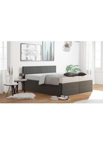 Boxspringbett mit Zierkissen, wahlweise mit Topper , grau , Westfalia Schlafkomfort