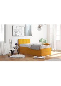 Boxspringbett mit Zierkissen, wahlweise mit Topper , gelb , Westfalia Schlafkomfort