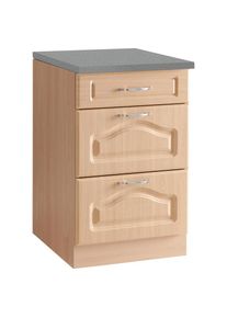 Wiho-Küchen Unterschrank »Linz« 50 cm breit, mit 2 grossen Auszügen, in Landhaus-Optik , braun , wiho Küchen