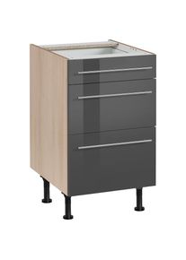 Unterschrank »Bern« 50 cm breit, mit Schubkasten und 2 Auszügen, höhenverstellbare Füsse , grau , Optifit