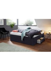 Boxspringbett mit integrierter Schublade, frei im Raum stellbar , schwarz , Westfalia Schlafkomfort