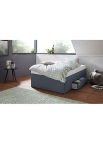 Boxspringbett mit integrierter Schublade, frei im Raum stellbar , grau , Westfalia Schlafkomfort