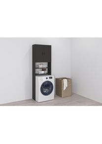 Waschmaschinenumbauschrank »Olbia« mit viel Stauraum, 2 offene Fächer, höhenverstellbare Einlegeböden , grau , FMD