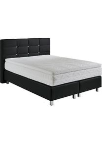 Boxspringbett mit Knöpfen in Kristalloptik, wahlweise mit Topper , schwarz , Westfalia Schlafkomfort