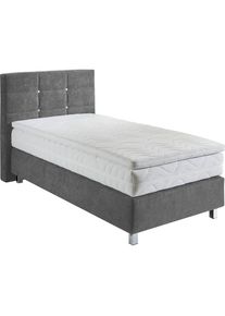 Boxspringbett mit Knöpfen in Kristalloptik, wahlweise mit Topper , grau , Westfalia Schlafkomfort