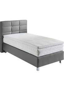 Boxspringbett mit Knöpfen in Kristalloptik, wahlweise mit Topper , grau , Westfalia Schlafkomfort
