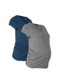 bonprix, Unisex, bonprix Umstandsshirt Packung, 2 tlg., dunkelblau, grau meliert, 40/42 (M), Umstandsshirt im praktischen Pack mit kurzem &Auml;rmel
