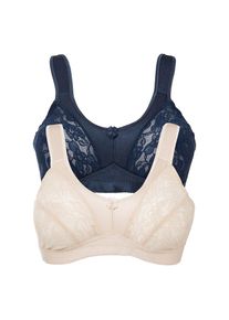 bonprix, bonprix Entlastungs-BH Packung, 2 tlg., dunkelblau, sandbeige, 110, Cup D, Entlastungs-BH