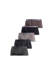 H.I.S. H.I.S, Herren, Hipster Packung, 5 Stk. knapp sitzende Boxershorts aus Baumwoll-Stretch, anthra, schwarz, grau, streifen, karo, S, 5 Stk., Sportlicher 