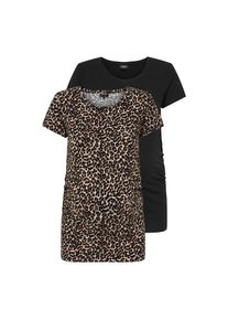 Only Maternity, Unisex, Only Maternity Umstandsshirt &raquo;OLMLOVELY S/S ONECK AOP TOP 2PCK JRS NOO&laquo; Packung, 2 Stk., schwarz pack:schwarz aop leopard, XL,