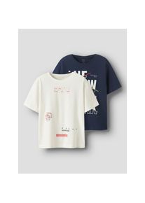 name it, Herren, T-Shirt &raquo;NKMKINGSTON 2P SS NREG TOP PB&laquo; Packung, 2 Stk., coconut milk pack:pack w mood indigo, 134/140, Shirt von name it f&uuml;r Jungen