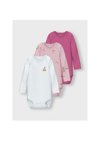 name it, Unisex, Langarmbody &raquo;NBFBODY 3P LS IBIS ROSE DEER NOOS&laquo; Packung, 3 Stk., ibis rose, 56, N-Gr, 3-er Set Bodys von name it f&uuml;r Unisex