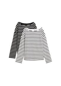 bonprix , Damen , Langarmshirt Packung, 2, 2 Stk. Langarmshirt aus reiner Baumwolle, (2er Pack) , weiss , Langarmshirt im praktischen 2er-Pack für...