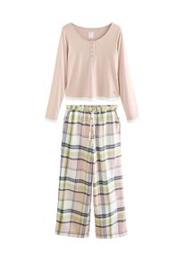 next Pyjama Damen Gr&ouml;&szlig;e XXL beige / neongr&uuml;n / puder Winterkleid