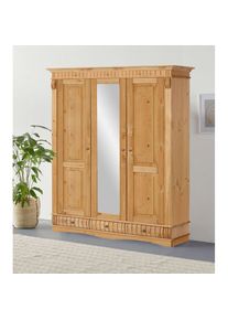 Goodproduct, GOODproduct Kleiderschrank &raquo;Teresa&laquo; 3 T&uuml;ren, aus massiver Kiefer, Breite 152 cm, mit Spiegel, FSC , natur, Massivholz, B/H/T: 156,4 cm x 
