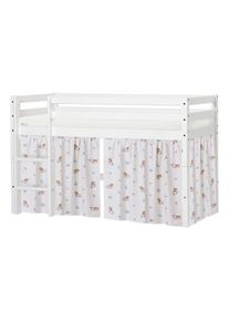 Spielbett »ECO Dream, Hochbett, umbaubar in Einzelbett« Massivholzbett mit Meerjungfrau-Vorhang, Matratze & 2 Grössen wählbar , beige , Hoppekids