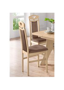 Home Affaire , Esszimmerstuhl »Berta Küchenstuhl« (Set) 2 Stk.Bezug in Microfaser, Gestell aus Buche Massivholz , braun , Home Affaire - Die Marke...