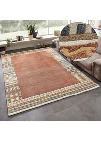 Theko, Theko Wollteppich &raquo;Nuno, reine Wolle, Handgefertigt, mit Bord&uuml;re&laquo; rechteckig 14 mm H&ouml;he handgetuftet, Wohnzimmer, Schlafzimmer, Esszimmer, auch