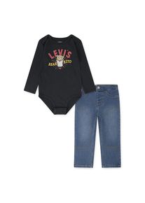 Levi's Kids, Herren, Levi's Kids Body & Hose &raquo;LVB BEARRITO DENIM SET&laquo; Set, 2 Stk. mit lustigem Print, jet schwarz, 3M (62), Body und Jeans im Set von 