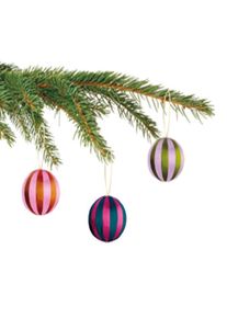 Ginger Ray 3 Satin Baumkugeln Retro - Bunte Weihnacht