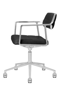 Vipp 453+ / Vipp453+ Swivel Chair Drehstuhl Vipp schwarzes Leder / polierter Aluminiumrahmen mit Rollen