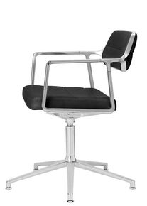Vipp 453+ / Vipp453+ Swivel Chair Drehstuhl Vipp schwarzes Leder / polierter Aluminiumrahmen mit Gleiter