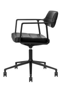 Vipp 453+ / Vipp453+ Swivel Chair Drehstuhl Vipp schwarzes Leder / Schwarzer Rahmen mit Rollen