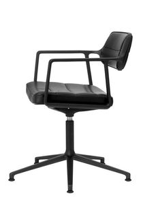 Vipp 453+ / Vipp453+ Swivel Chair Drehstuhl Vipp schwarzes Leder / Schwarzer Rahmen mit Gleiter