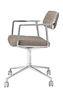 Vipp 453 / Vipp453 Drehstuhl Swivel Chair Vipp Dark sand Textil / polierter Aluminiumrahmen mit Rollen