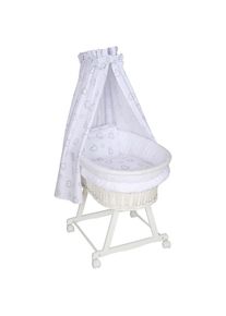 My Baby Lou Stubenwagen-Komplettset , Weiss , Holz, Textil , 5-teilig , Kernbuche , Hartholz , Herz , F&uuml;llung: Fleece , 60x73x91 cm , Made in EU , Baby- und Kinderm&ouml;bel, Babyzimmer, Babybetten, Stubenwagen & Babywiegen