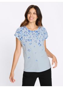 Witt Damen Kurzarmshirt mit Schmetterlingsdruck, hellblau-royalblau, Größe 50, 100% Baumwolle