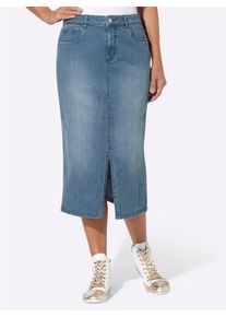 WITT Damen Jeansrock mit Gehschlitz vorne, blue-bleached, Gr&ouml;&szlig;e 38, 99% Baumwolle, 1% Elasthan