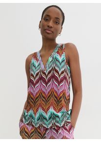 Witt Damen Shirttop mit Pailletten am Ausschnitt, erdbeere-mint-gemustert, Größe 48, 50% Baumwolle, 50% Modal